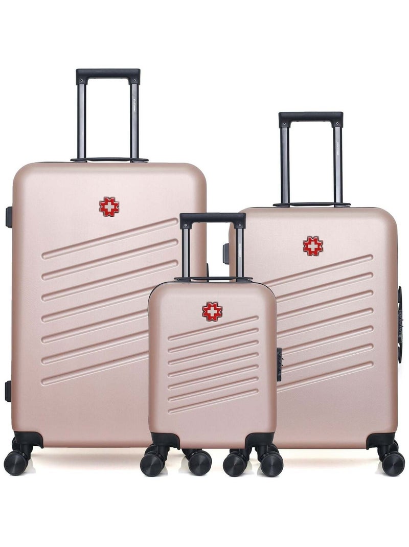 SWISS KOPPER - LOT DE 3 - Valises grand format, weekend et cabine XXS ZURICH Rose clair - Kiabi