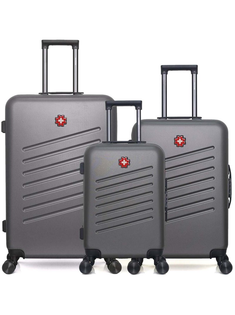 SWISS KOPPER - LOT DE 3 - Valises grand format, weekend et cabine ZURICH Gris foncé - Kiabi