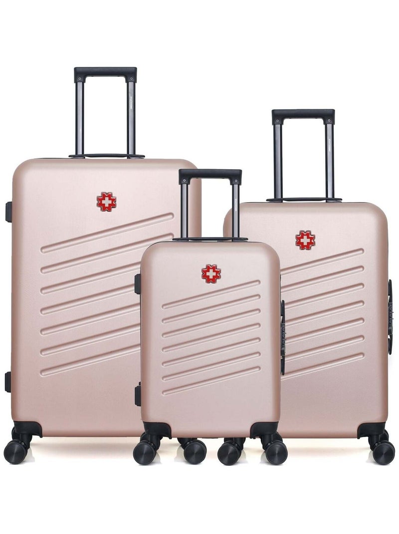 SWISS KOPPER - LOT DE 3 - Valises grand format, weekend et cabine ZURICH Rose clair - Kiabi