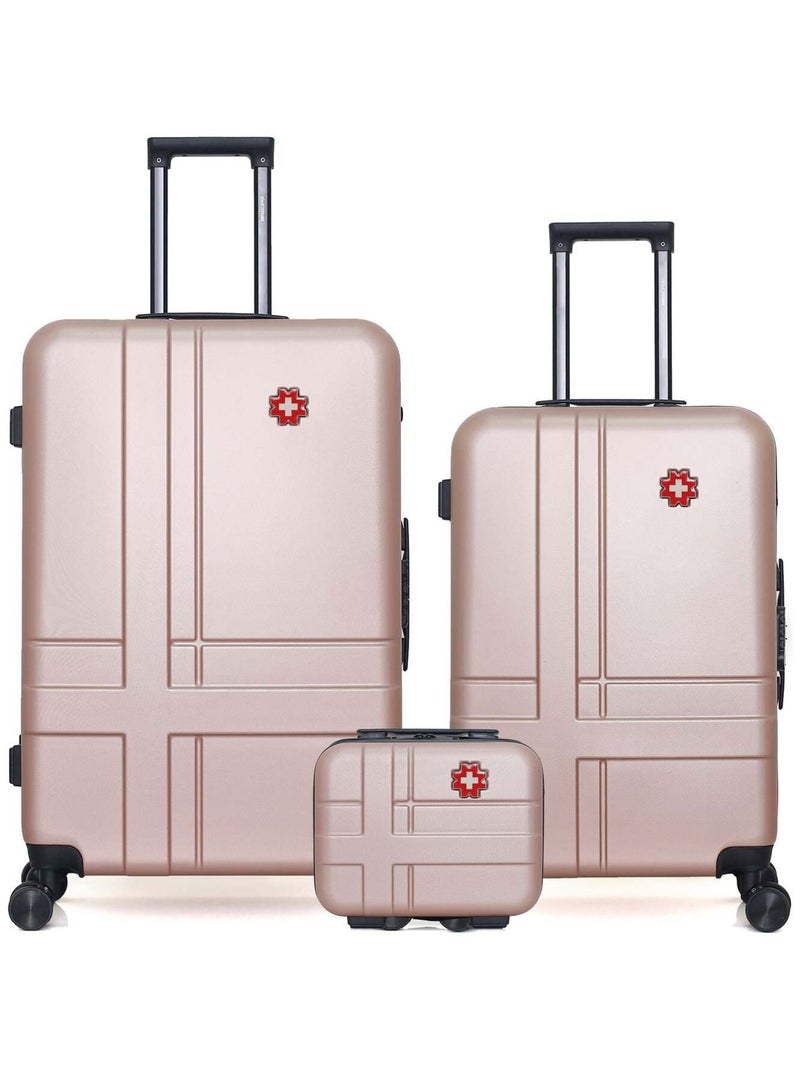 SWISS KOPPER - LOT DE 3 - Valises grand format, weekend et vanity USTER Rose clair - Kiabi