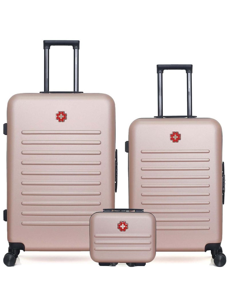 SWISS KOPPER - LOT DE 3 - Valises grand format, weekend et vanity WIL Rose clair - Kiabi