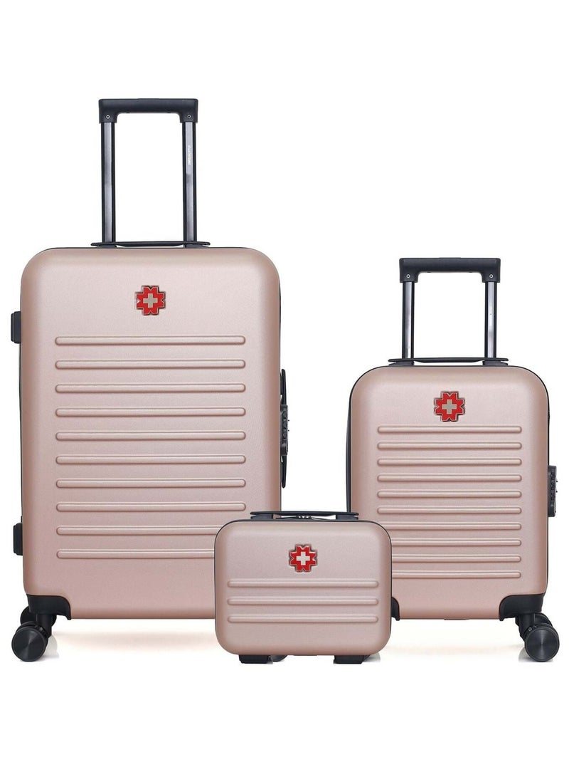 SWISS KOPPER - LOT DE 3 - Valises weekend, cabine XXS et vanity WIL Rose clair - Kiabi