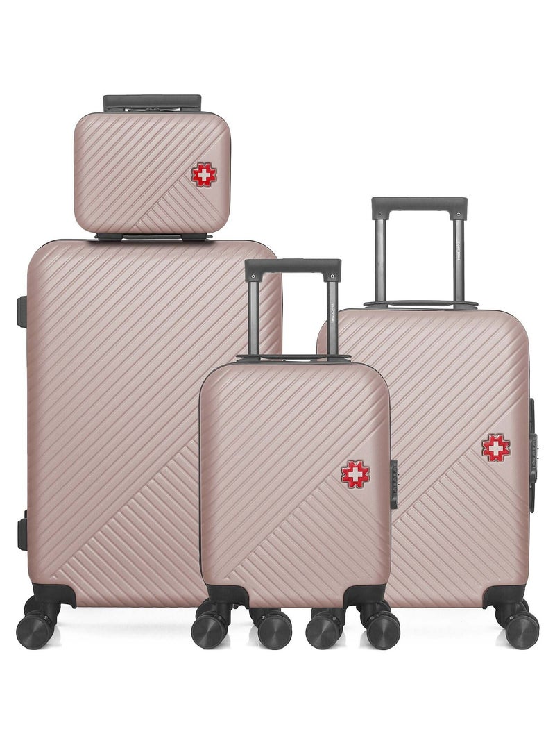 SWISS KOPPER  -  Lot de 4  -  Valise weekend, valise cabine, valise cabine XXS et vanity SPIEZ Rose clair - Kiabi