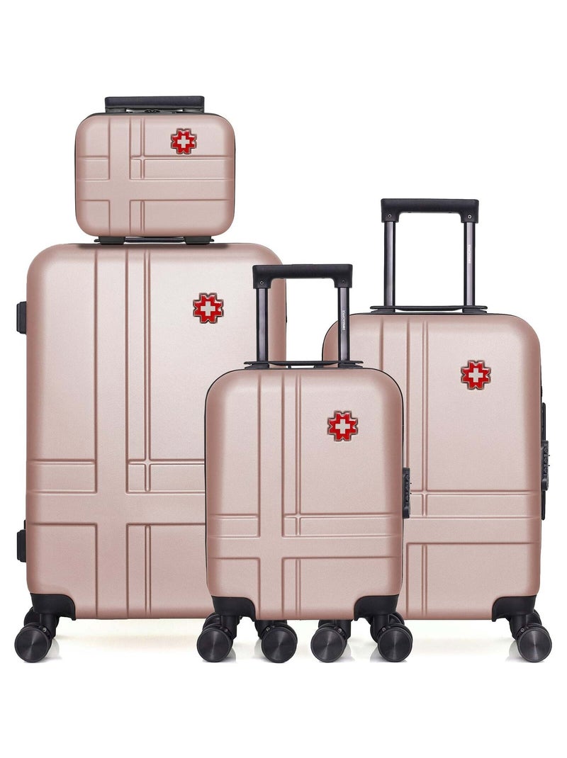SWISS KOPPER  -  Lot de 4  -  Valise weekend, valise cabine, valise cabine XXS et vanity USTER Rose clair - Kiabi