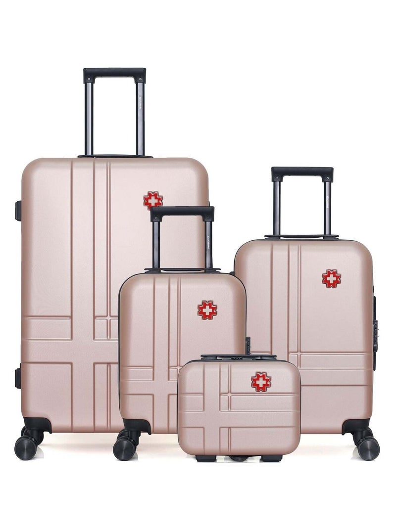 SWISS KOPPER - LOT DE 4 - Valises grand format, cabine, cabine XXS et vanity USTER Rose clair - Kiabi