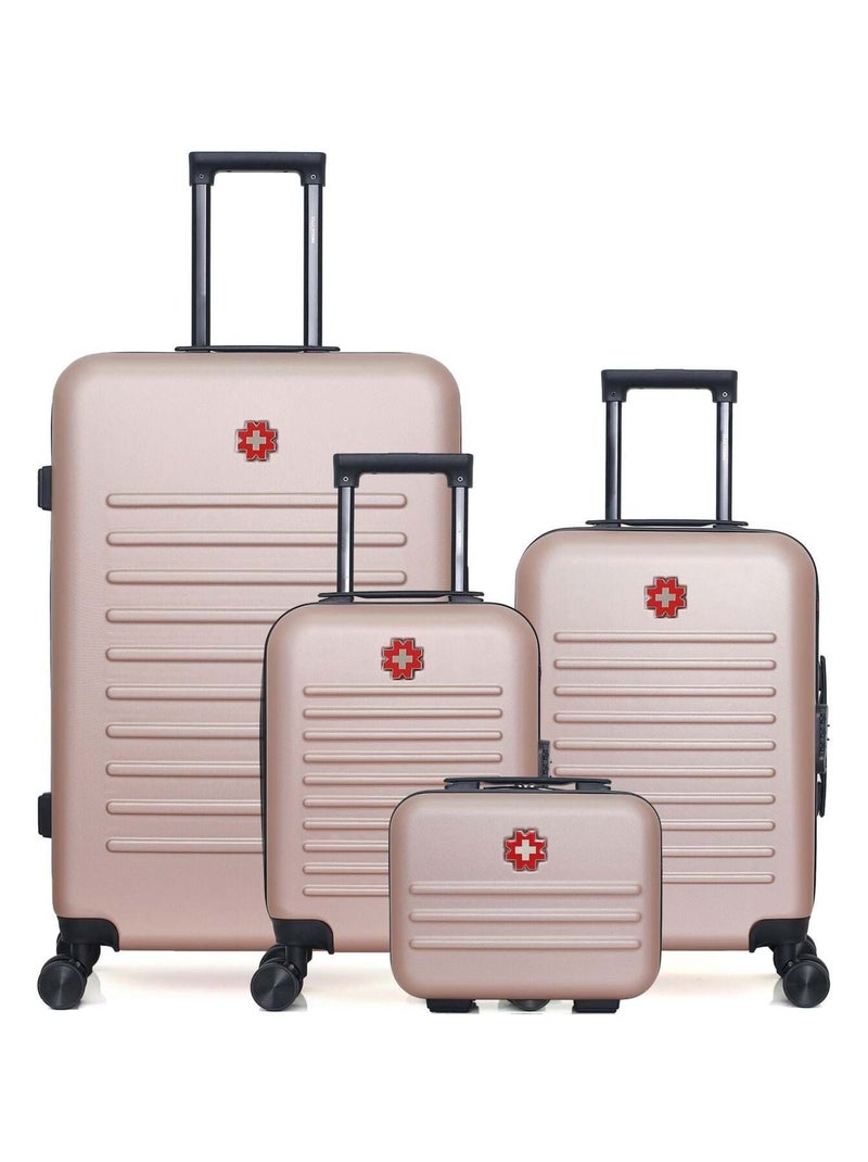 SWISS KOPPER - LOT DE 4 - Valises grand format, cabine, cabine XXS et vanity WIL Rose clair - Kiabi