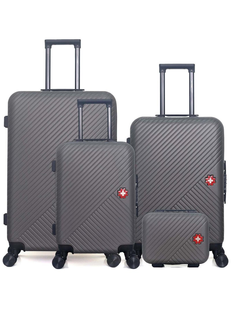 SWISS KOPPER - LOT DE 4 - Valises grand format, weekend, cabine et vanity SPIEZ Gris foncé - Kiabi