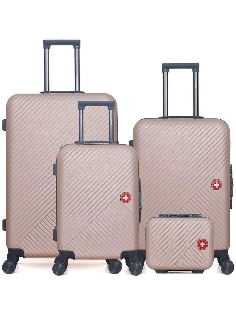 SWISS KOPPER - LOT DE 4 - Valises grand format, weekend, cabine et vanity SPIEZ Rose clair - Kiabi