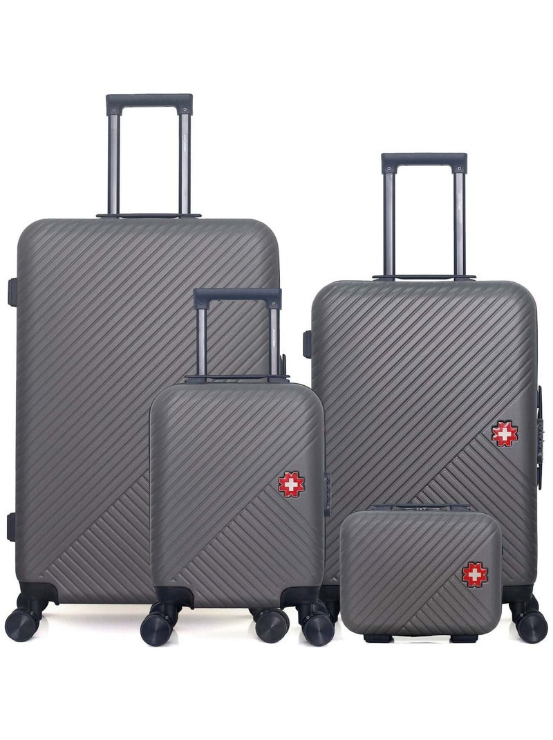 SWISS KOPPER - LOT DE 4 - Valises grand format, weekend, cabine XXS et vanity SPIEZ Gris foncé - Kiabi