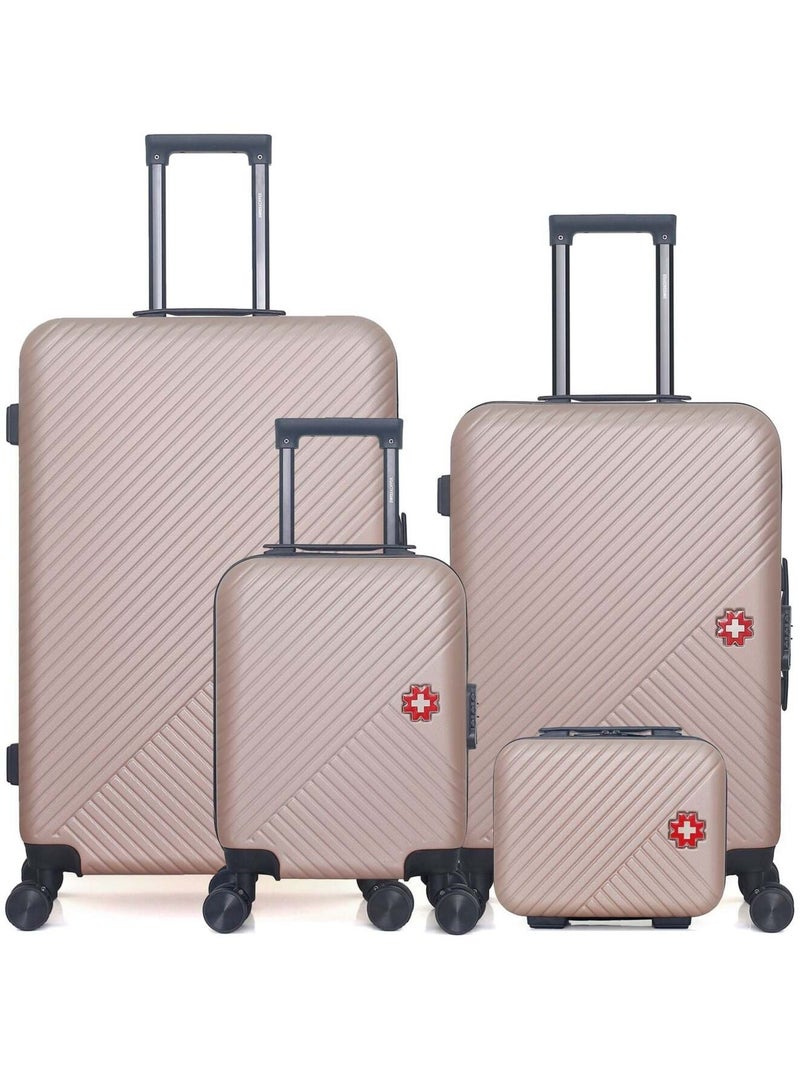 SWISS KOPPER - LOT DE 4 - Valises grand format, weekend, cabine XXS et vanity SPIEZ Rose clair - Kiabi