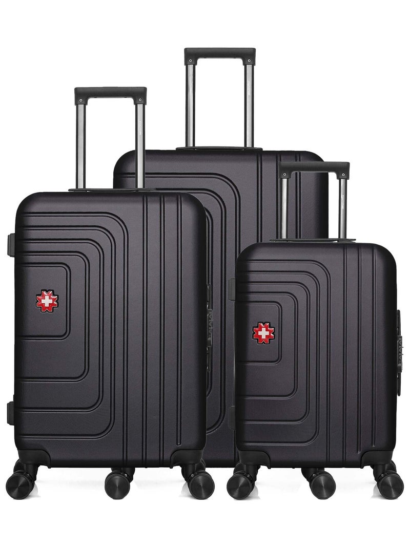 SWISS KOPPER - Set de 3 Valises RUTI 75 cm 4 Roues Noir - Kiabi