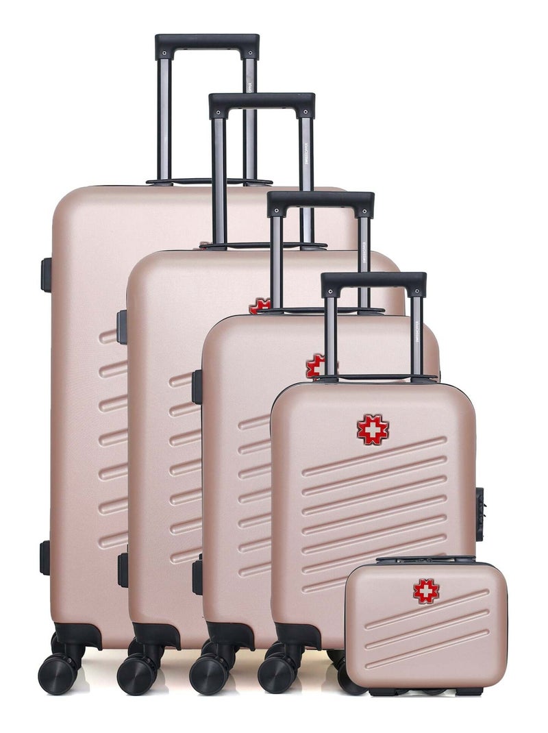 SWISS KOPPER - Set de 5 Valises ZURICH-U 75 cm 4 Roues Rose clair - Kiabi