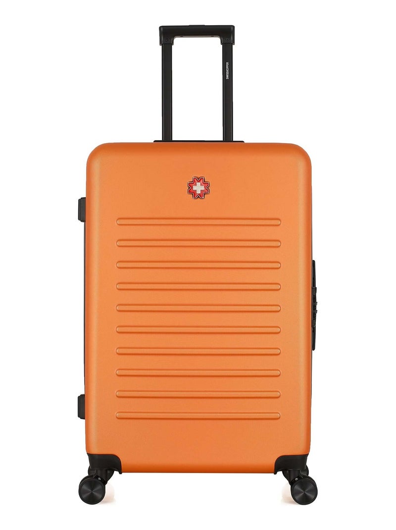 SWISS KOPPER - Valise Grand Format ABS WIL 4 Roues 75 cm Noir Orange - Kiabi