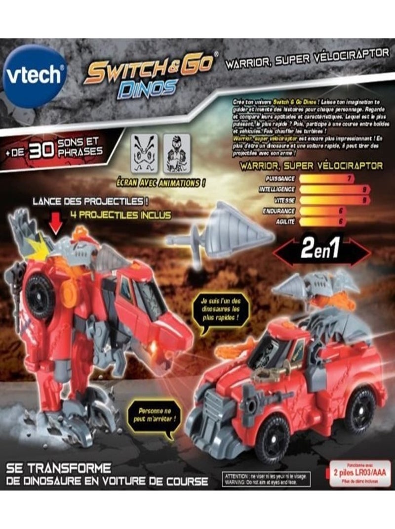Switch & Go Dinos Warrior Super Vélociraptor Rouge - Kiabi