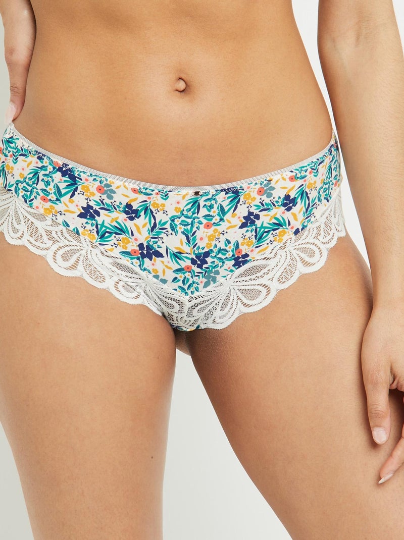 Syara shorty microfibre Blanc Vert - Kiabi