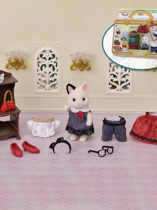 Sylvanian Families 5462 :  La valisette de mode et grande soeur chat bicolore - Kiabi
