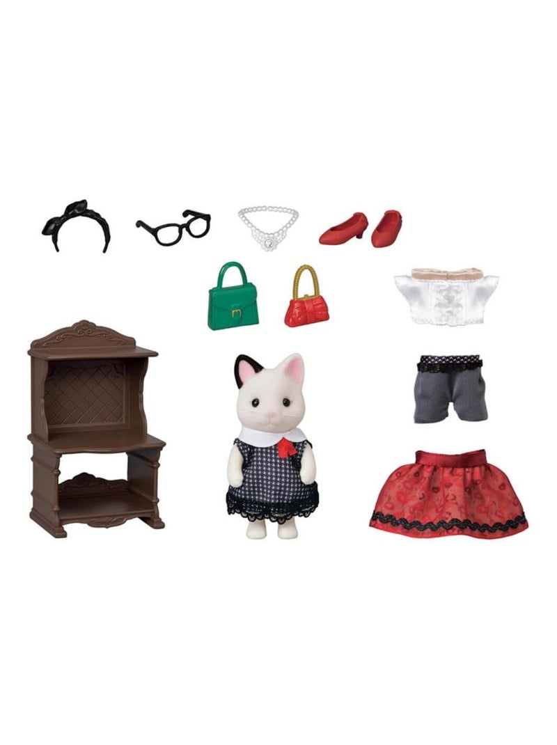 Sylvanian Families 5462 :  La valisette de mode et grande soeur chat bicolore Multicolore - Kiabi