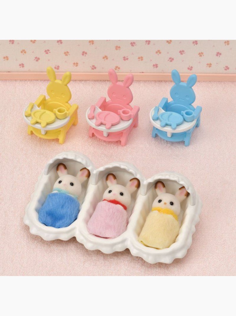 Sylvanian Families 5532 : Les triplés lapin chocolat et accessoires puériculture Multicolore - Kiabi