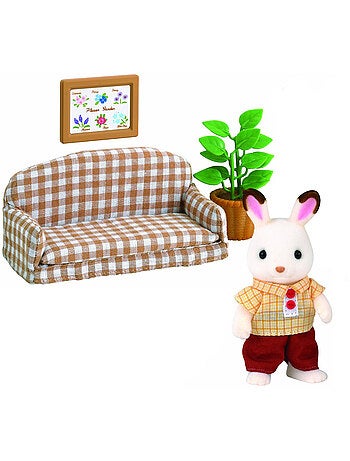 Sylvanian Family 5013 : Papa lapin chocolat avec son salon