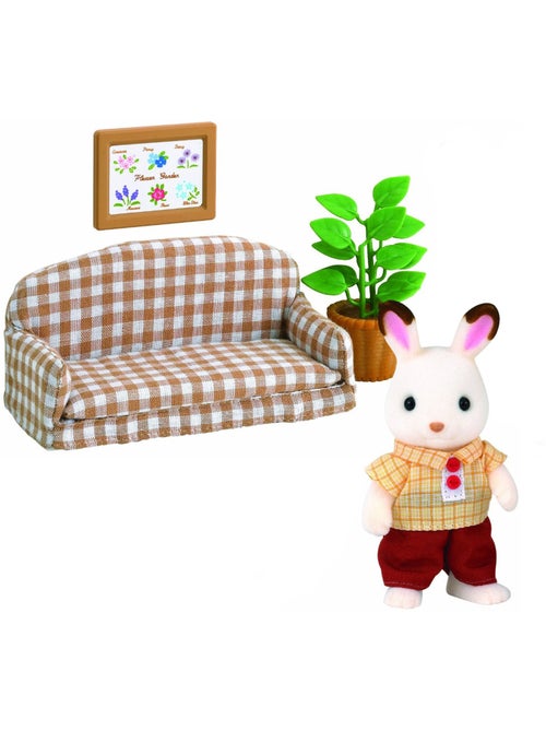 Sylvanian Family 5013 : Papa lapin chocolat avec son salon - Kiabi