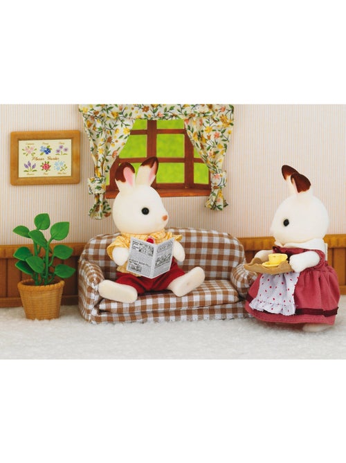 Sylvanian Family 5013 : Papa lapin chocolat avec son salon - Kiabi