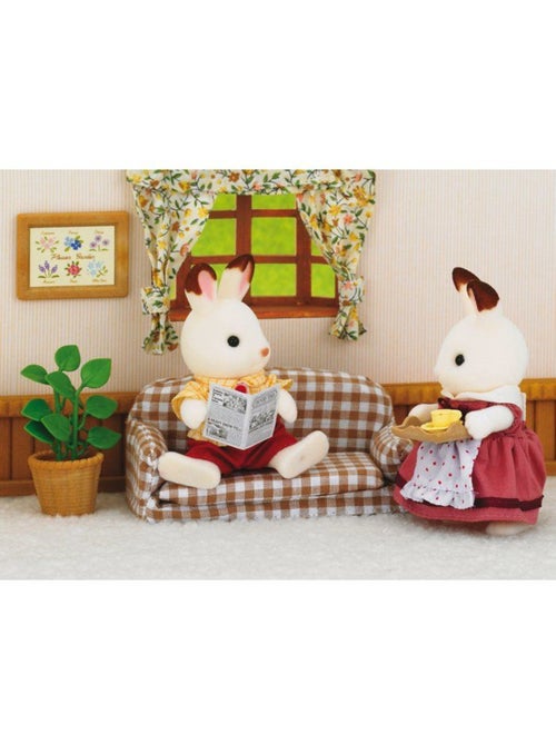 Sylvanian Family 5013 : Papa lapin chocolat avec son salon - Kiabi