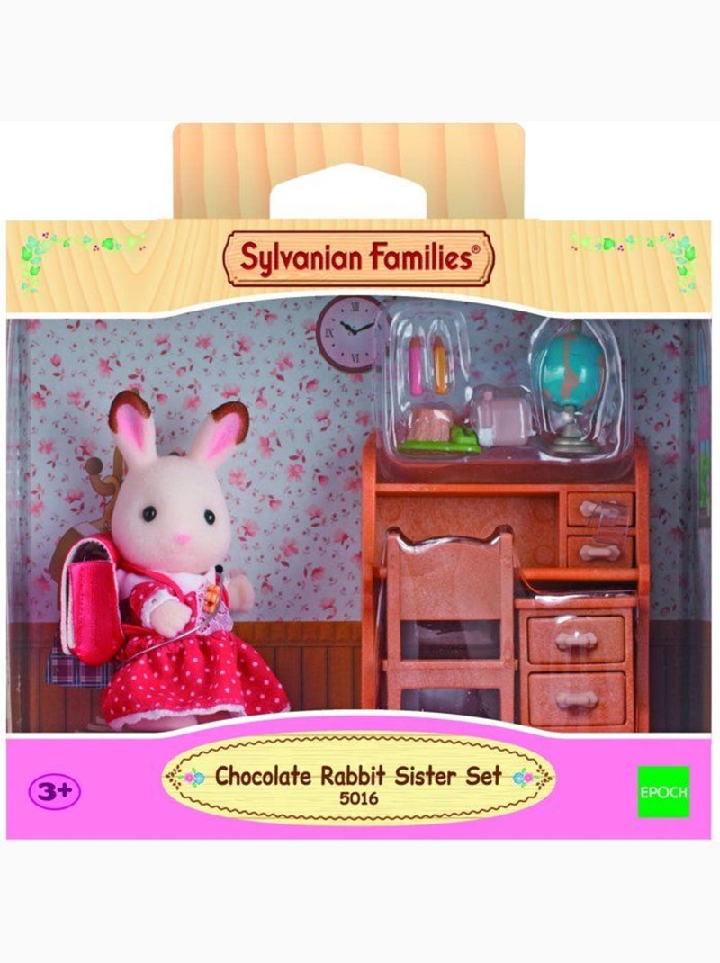 Sylvanian Family 5016 : Fillette lapin chocolat dans le bureau Vert - Kiabi