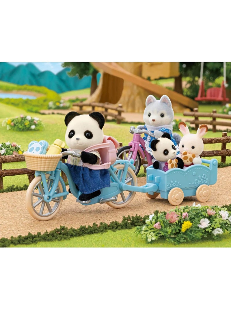 Sylvanian Family 5652 : La fille panda, son vélo et sa remorque Bleu - Kiabi