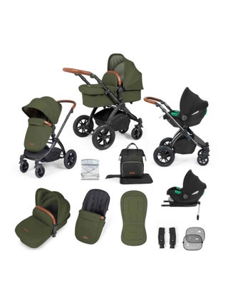 Système de voyage tout-en-un Stomp Luxe Cirrus i-Size avec base ISOFIX (Bois/Noir/Tan)