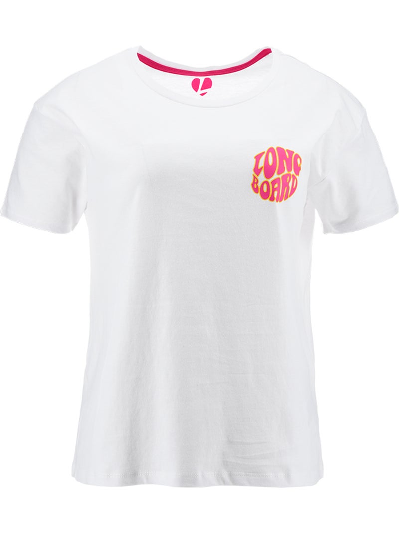 T-Shirt -   - Longboard Blanc - Kiabi