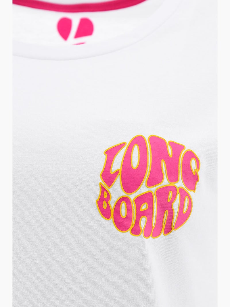T-Shirt -   - Longboard Blanc - Kiabi