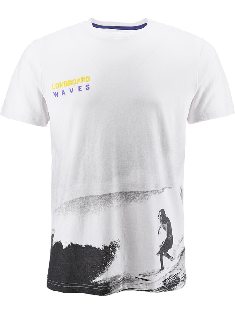 T-Shirt -   - Longboard Blanc - Kiabi