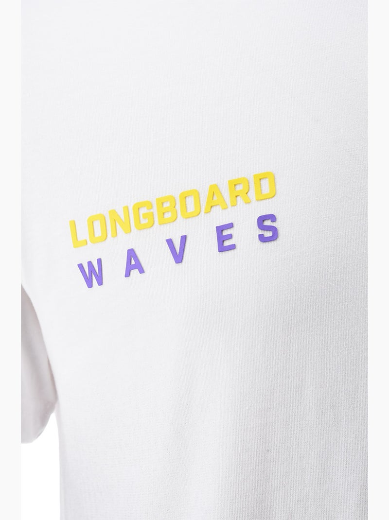 T-Shirt -   - Longboard Blanc - Kiabi