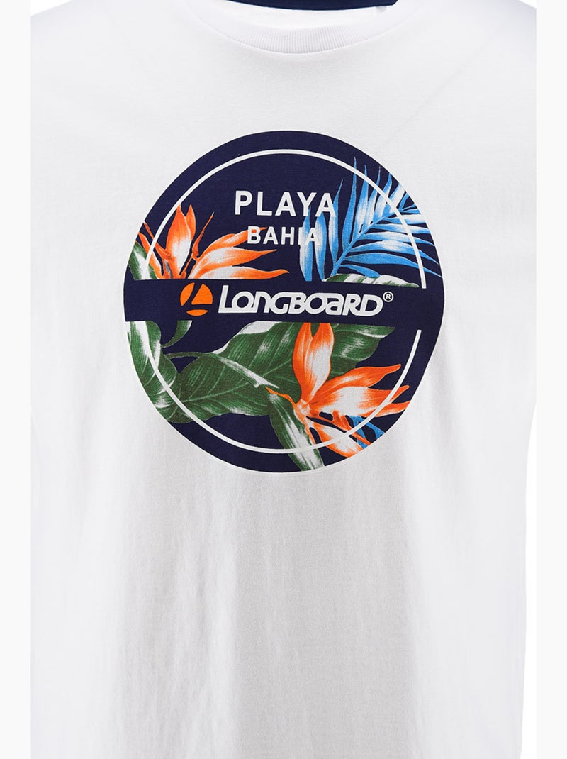 T-Shirt -   - Longboard Blanc - Kiabi