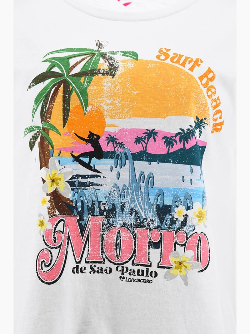 T-Shirt -   - Longboard Blanc - Kiabi