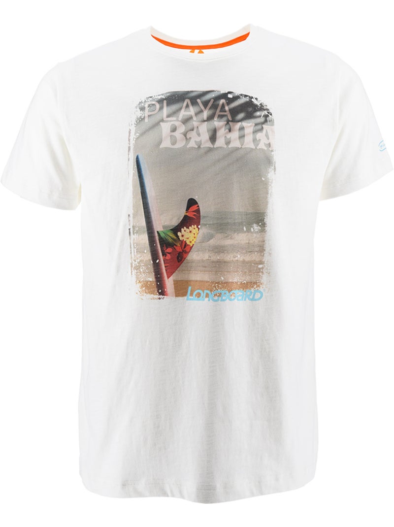 T-Shirt -   - Longboard Blanc - Kiabi
