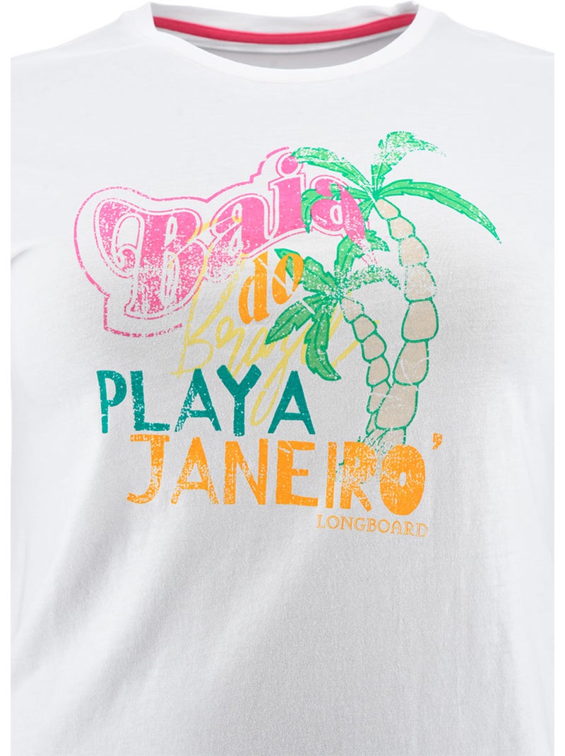 T-Shirt -   - Longboard Blanc - Kiabi