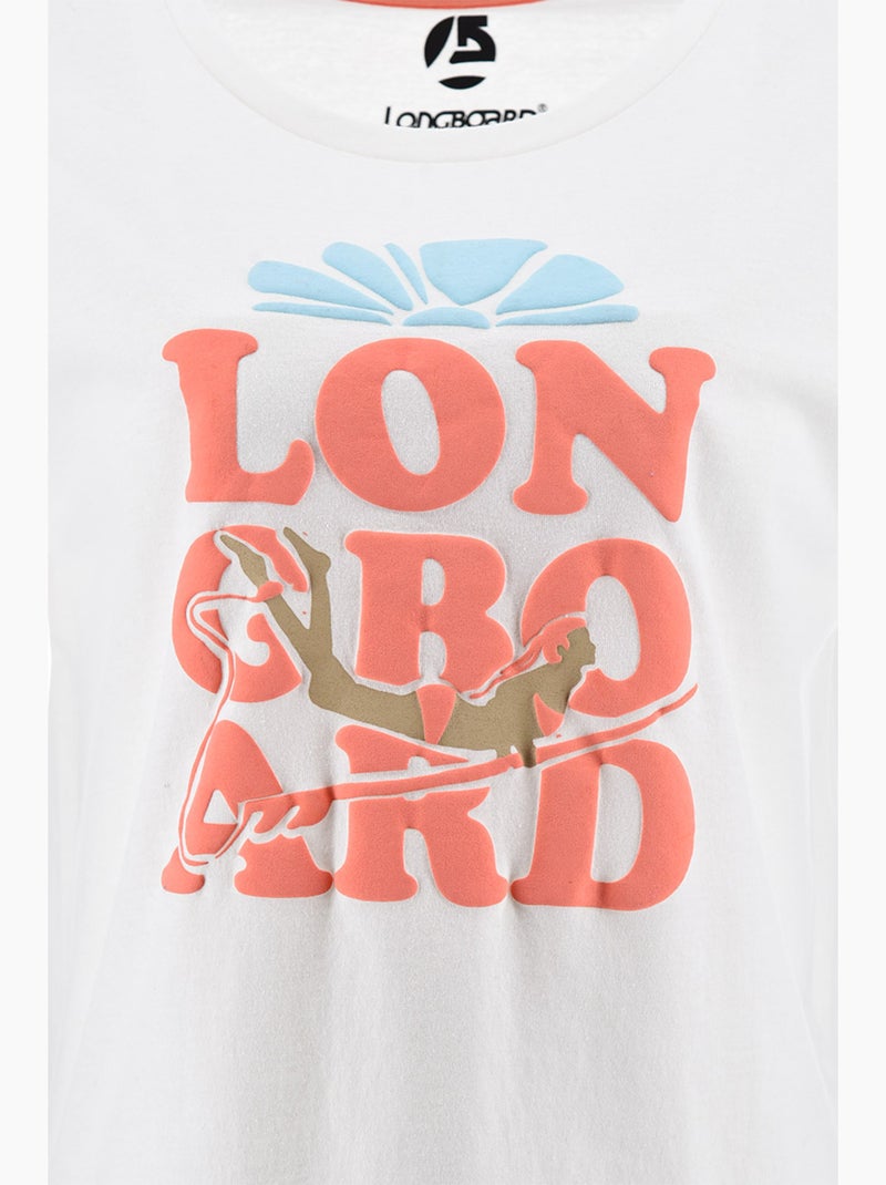 T-Shirt -   - Longboard Blanc - Kiabi