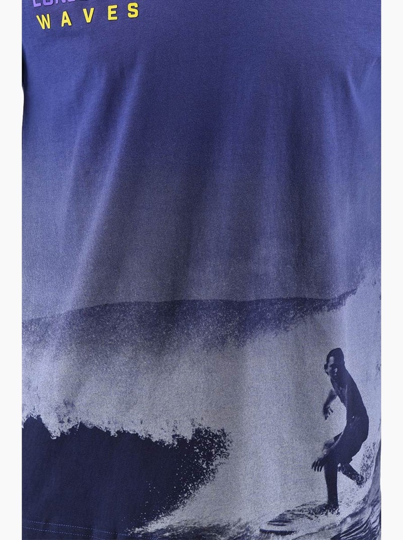 T-Shirt -   - Longboard Bleu - Kiabi