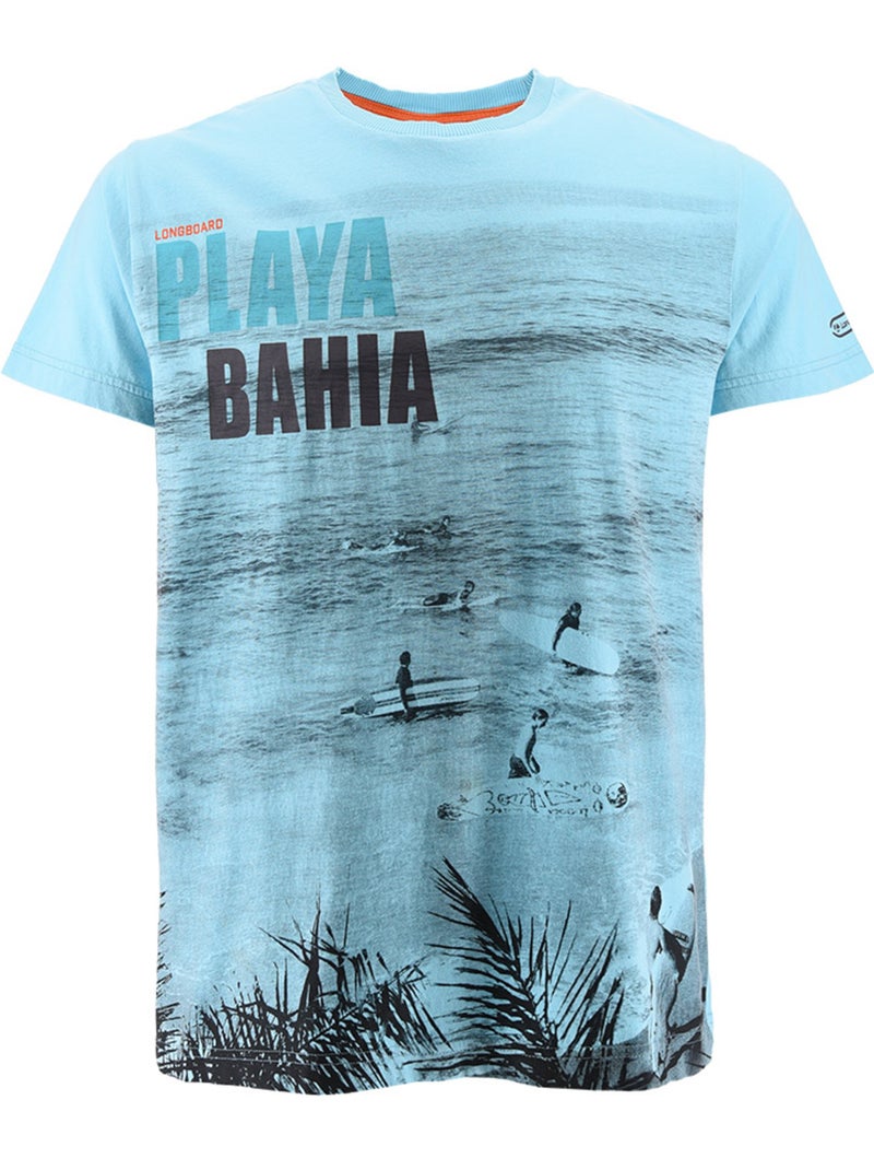 T-shirt -   - Longboard Bleu - Kiabi