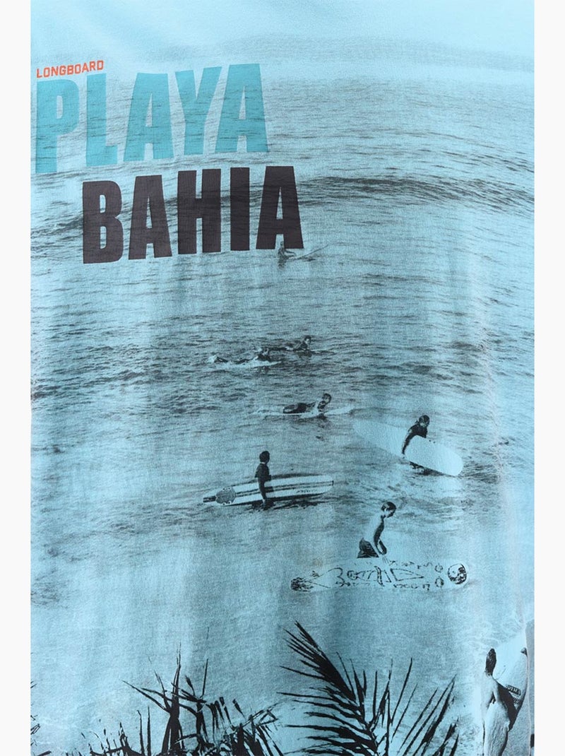 T-shirt -   - Longboard Bleu - Kiabi