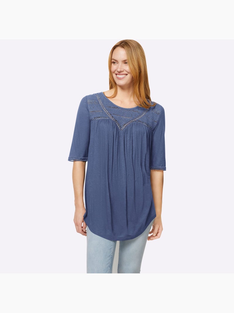 T-shirt - Taille Standard - Helline Bleu jean - Kiabi