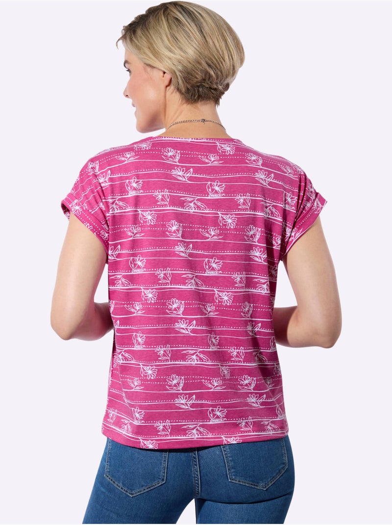 T-shirt 100% Coton - Taille Standard - Witt Blanc Rose - Kiabi