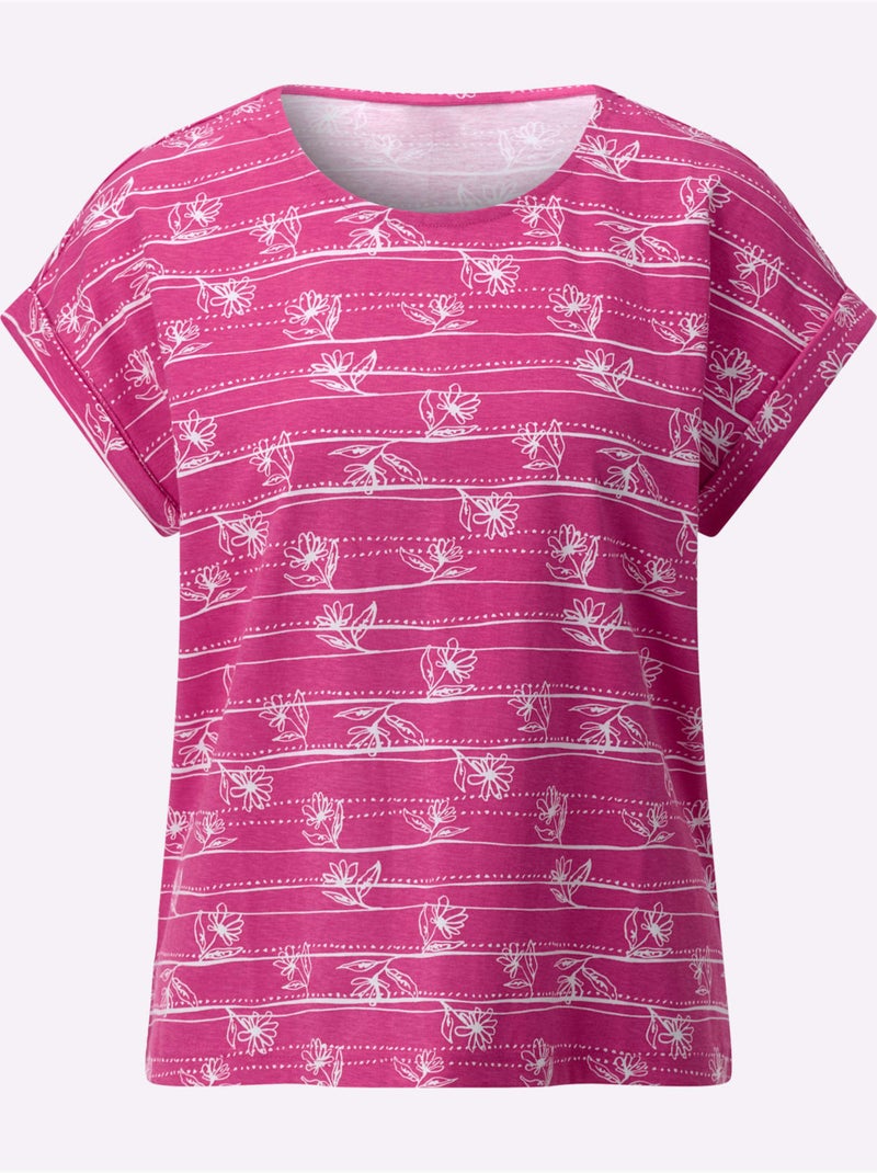 T-shirt 100% Coton - Taille Standard - Witt Blanc Rose - Kiabi