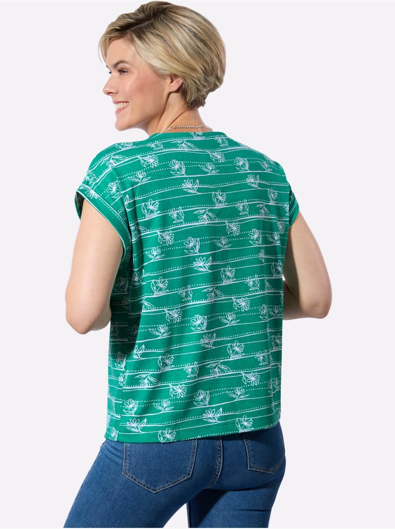 T-shirt 100% Coton - Taille Standard - Witt Blanc Vert Blanc - Kiabi
