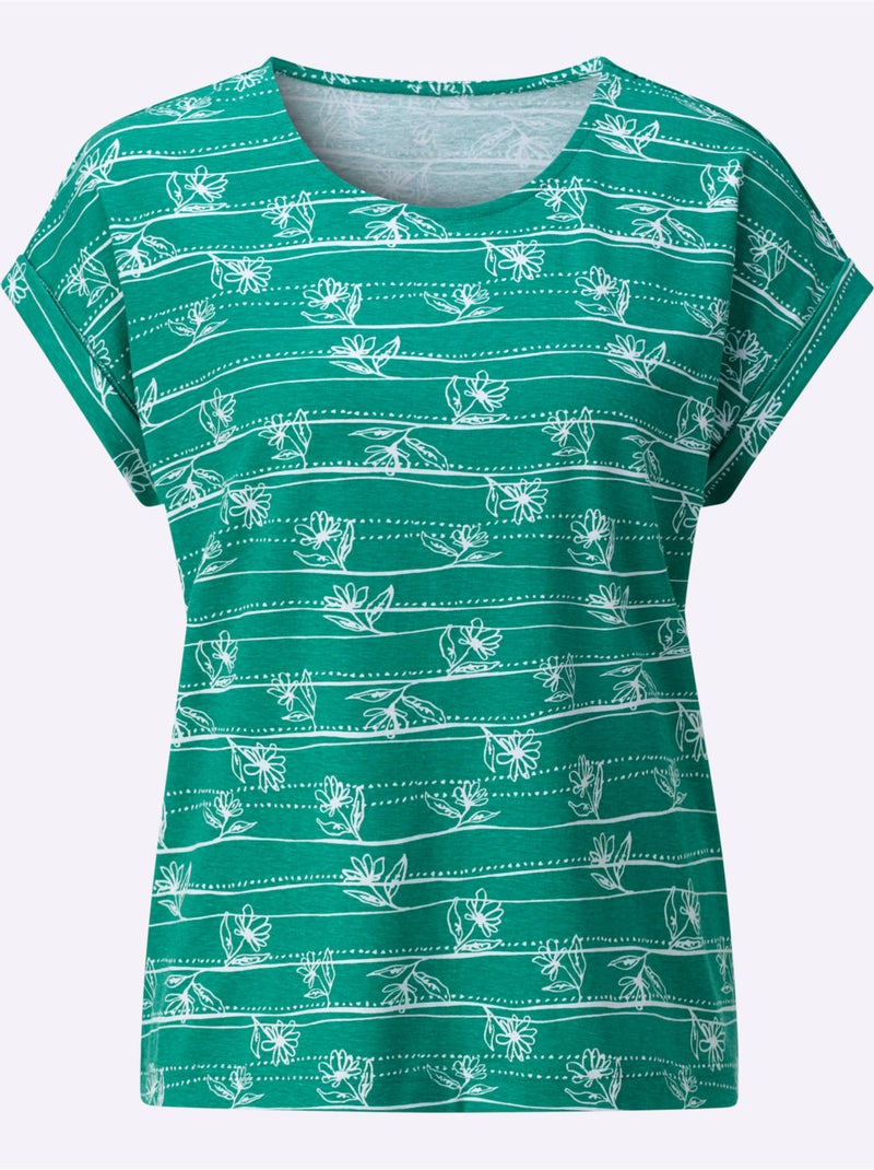 T-shirt 100% Coton - Taille Standard - Witt Blanc Vert Blanc - Kiabi