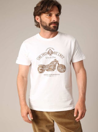 T-shirt 100% coton à imprimé moto  'Deeluxe'