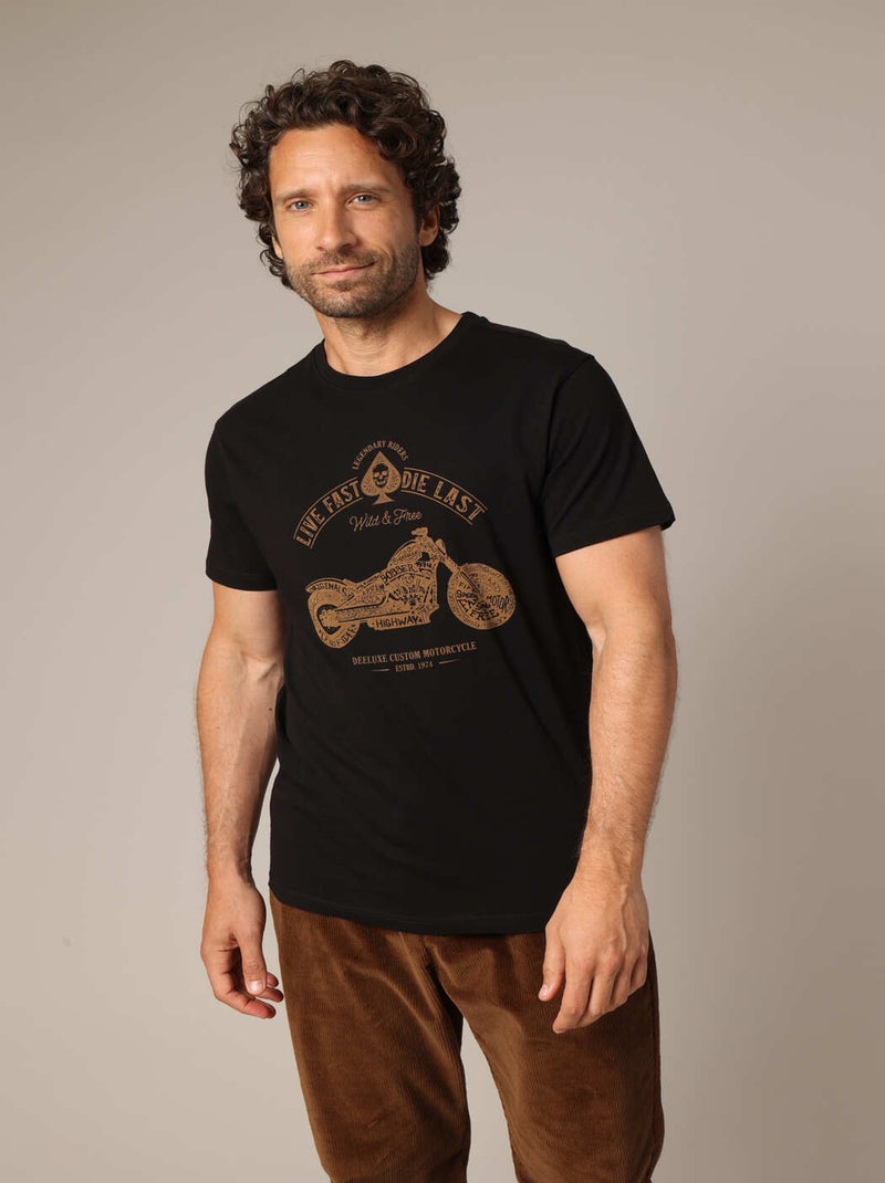 T-shirt 100% coton à imprimé moto  'Deeluxe' Noir - Kiabi