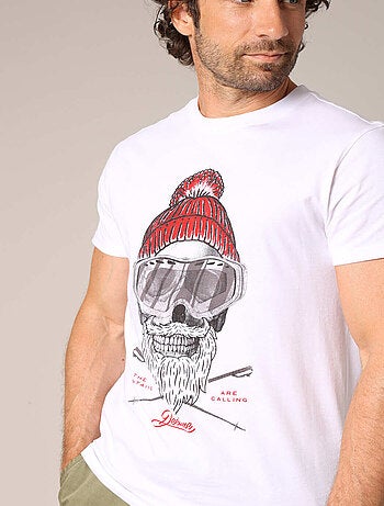 T-shirt 100% coton avec illustration originale d'un skieur barbu au style vintage. 'Deeluxe'
