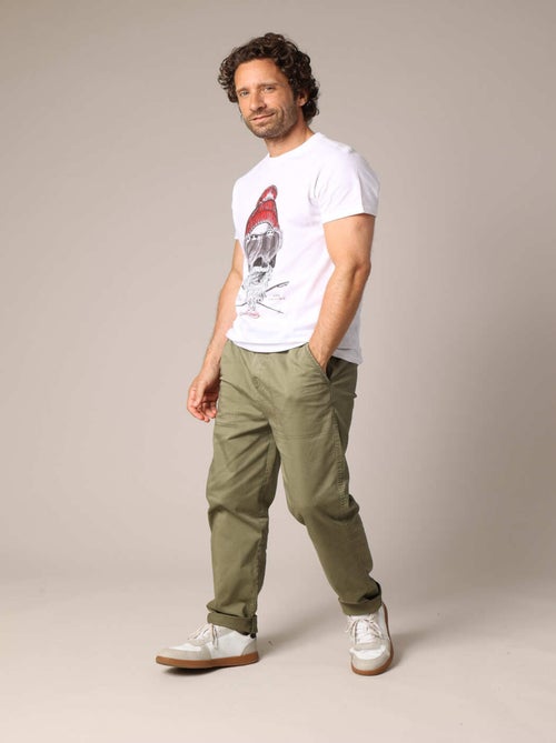 T-shirt 100% coton avec illustration originale d'un skieur barbu au style vintage. 'Deeluxe' - Kiabi